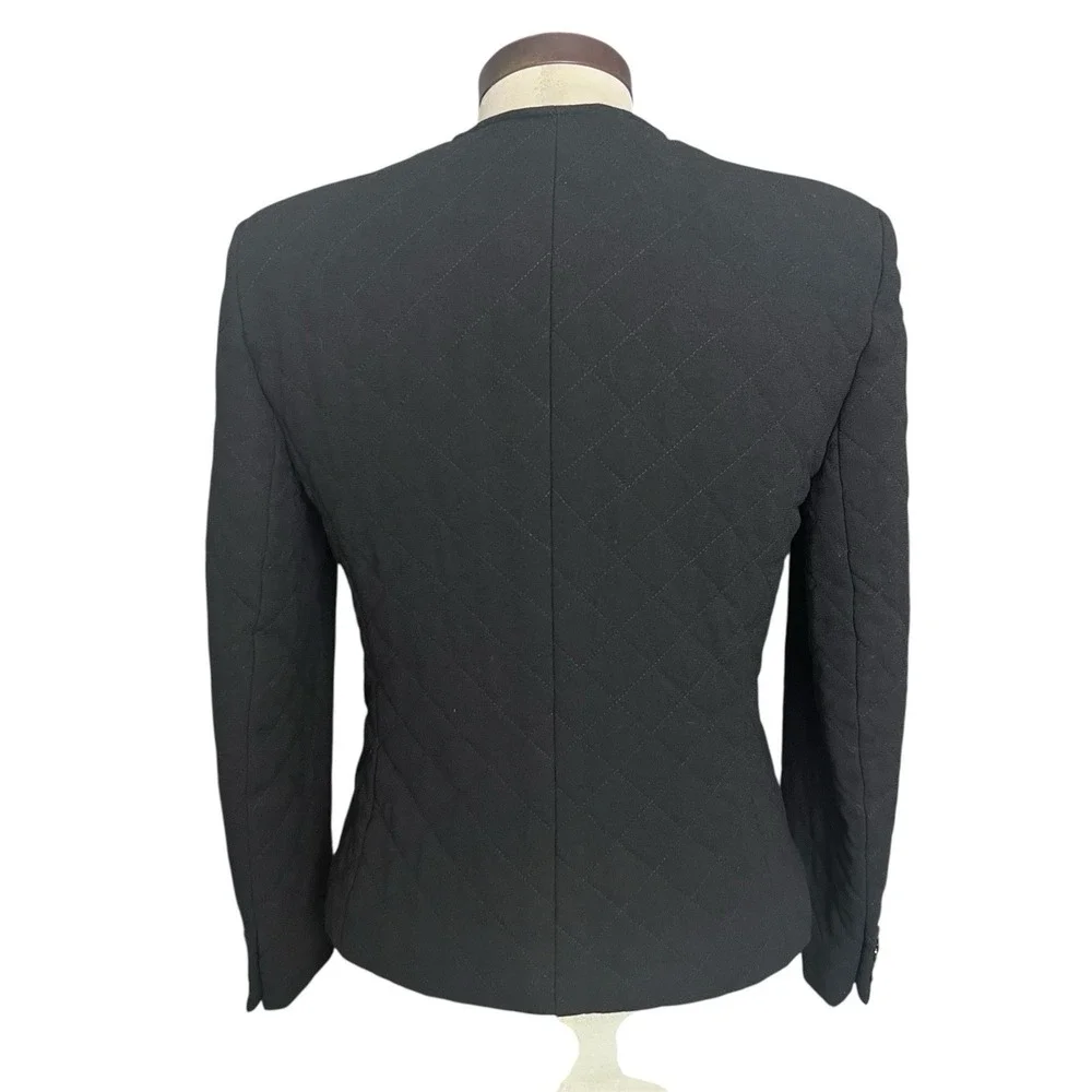 VTG Jaeger Jacket/Blazer SZ 12 BLK Quilted Retro Classic Cropped Button Up - Picture 2 of 13